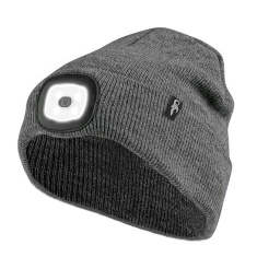 Wintermütze mit LED-Licht und USB-Anschluss - Grau